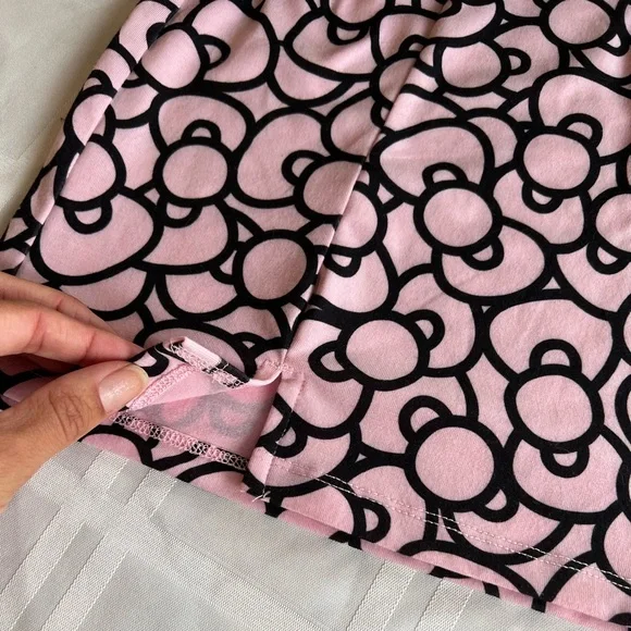 Hello Kitty Hair Bow print skirt short mini baby pink Sanrio elastic waist cat - Picture 3 of 8